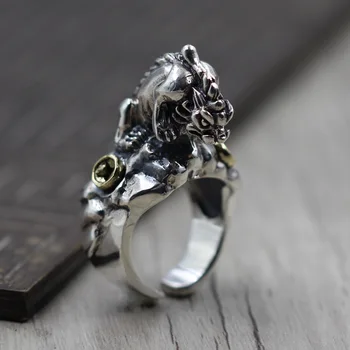 

Thai Silver Personality men's Open Index Finger Ring Lucky Clothing Brave Embroidered 925 Sterling Silver Ring