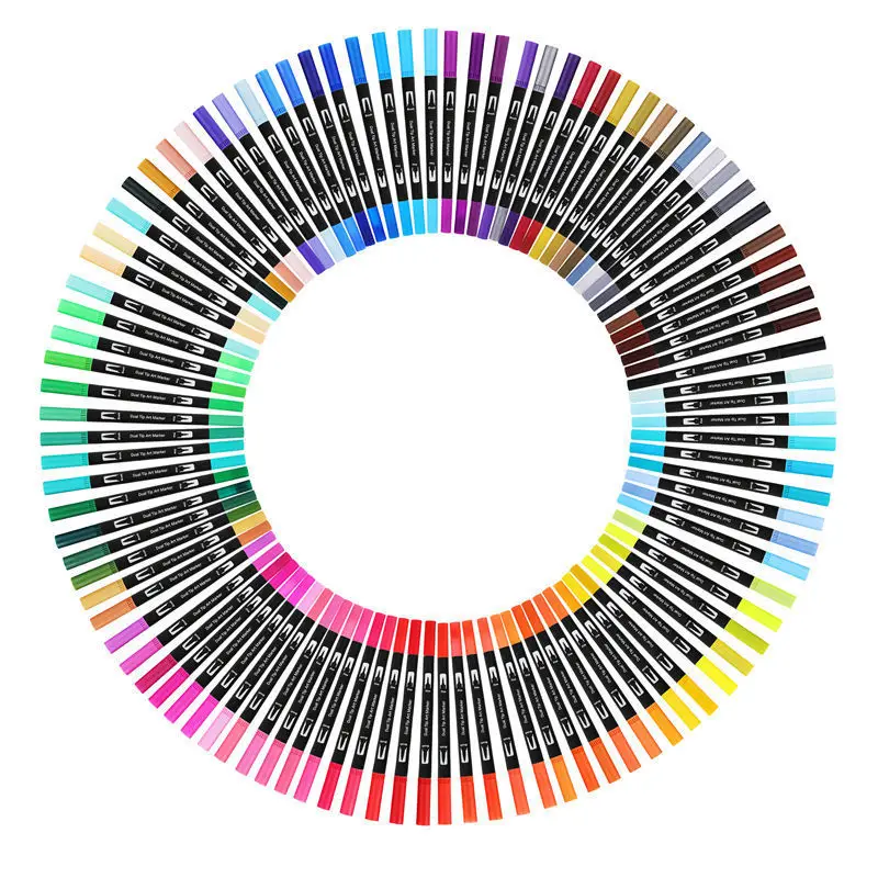 

100 Color Dual Brush Art Markers Pen Fine Tip and Brush Tip Great for Bullet Journal Student Coloring Book Calligraphy Lettering