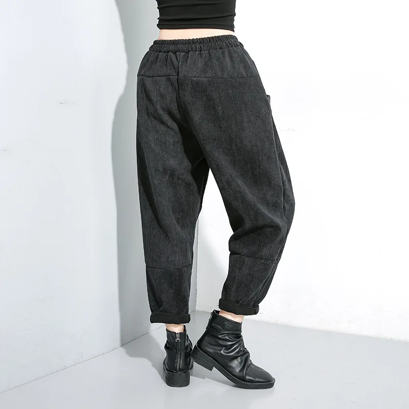 XITAO вельветовые брюки размера плюс, женские модные штаны-шаровары с эластичным поясом, уличная трендовая Осенняя зимняя одежда для женщин DMY1110