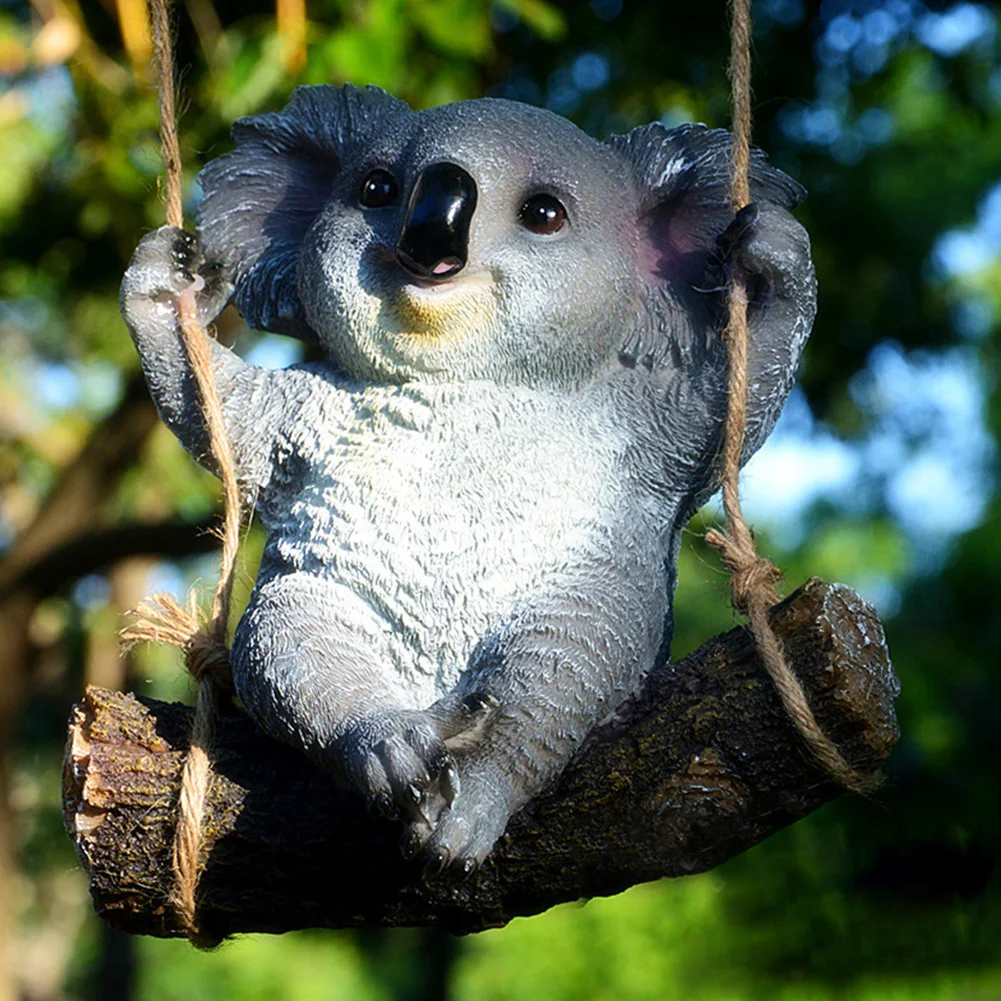 

Resin Crafts Home Ornament House Accessories Cartoon Figurine Office Statue Animal Props Cute Swing Koala Garden Landscape