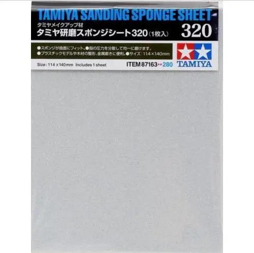 Tamiya 87163 шлифовальная губка Простыни #320 (114x140x5 мм)