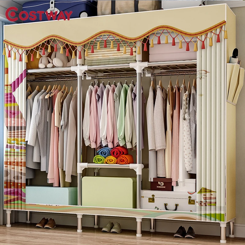 COSTWAY Cloth Wardrobe For clothes Fabric Folding Portable font b Closet b font Storage Cabinet Bedroom