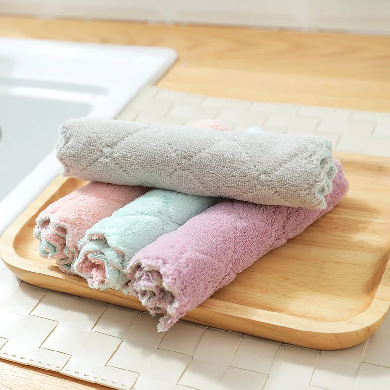 

10pcs Super Soft Absorbent Microfiber Kitchen Dish Cloth Tableware Cleaning Towel Gadget Wash Duster Household Scouring Pad Rag
