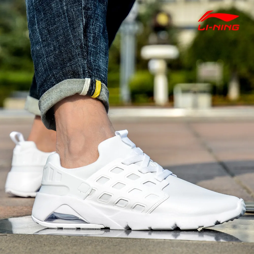 Li-Ning/Мужская прогулочная обувь Bubble Ace однотонные Тканные дышащие кроссовки с воздушной подушкой спортивная обувь AGLM019