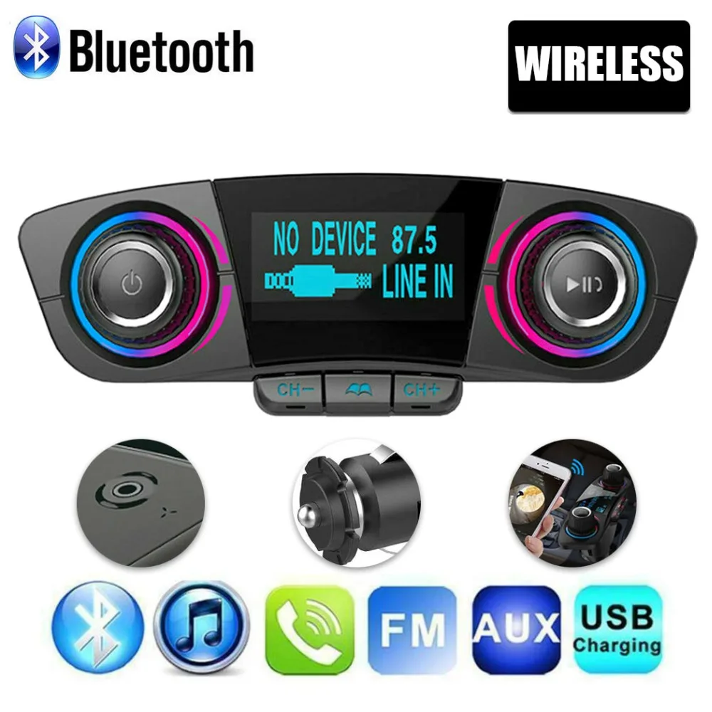 Car Aux bluetooth Handsfree Kit fm transmitter LCD MP3 Player Dual USB Charger 2.1A TF card U Disk Hands Free Car Kit