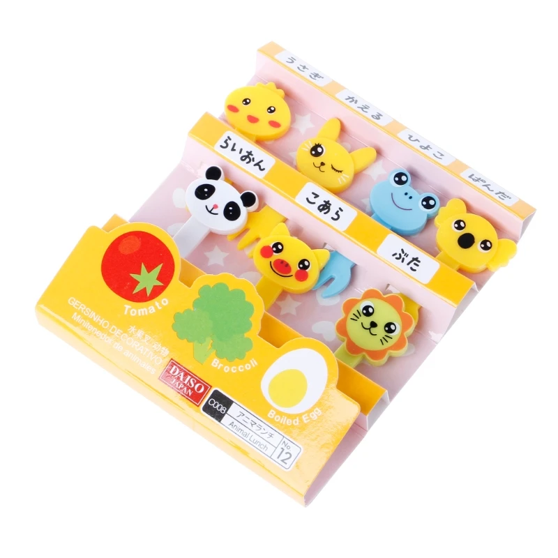 Farm Cartoon Animal Fruit Fork Set Plastic Cute Toothpick Tableware Food Picks Q39B