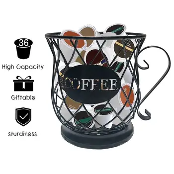 

Iron Art Coffee Cup Mug Shape Large Capacity Storage Basket Hollow Fruit Snack Holder Container Metal Home Cafe Organizer