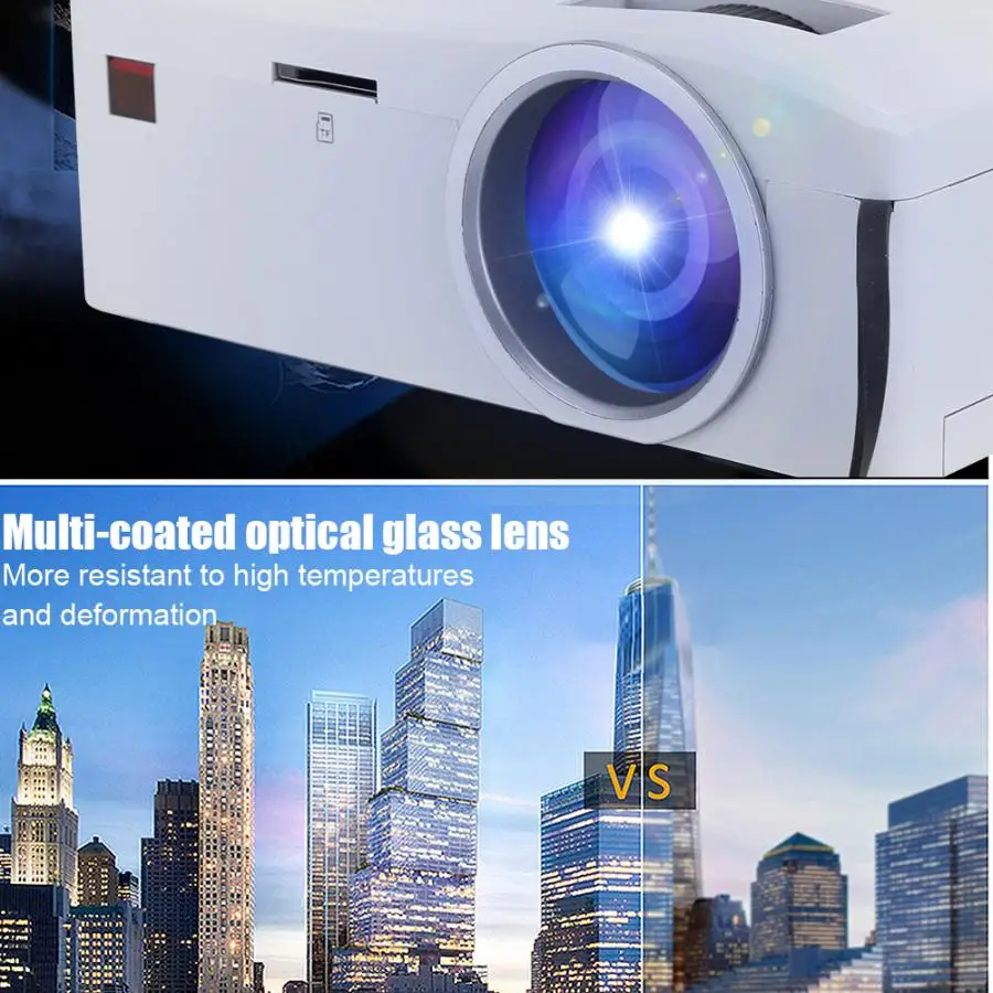 UC18 1080P 400 люмен Мини светодиодный проектор с AV/HDMI/USB/TF входом 3,5 мм выход для наушников с пультом дистанционного управления 110-240 В