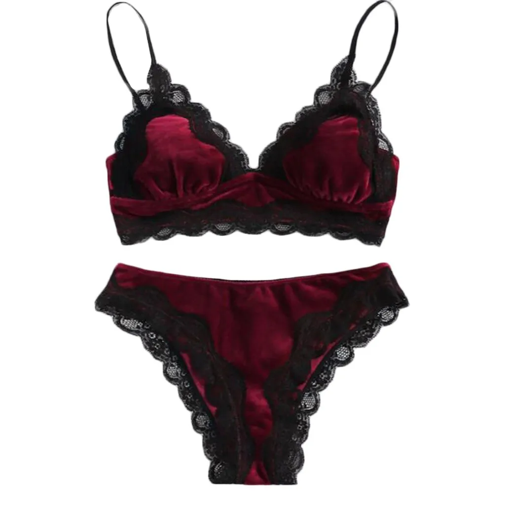 sexy bra panty set Lingerie Sexy Bra Set Bras 2019 Women Brief Sets Women Sexy Lace Velvet Set Comfortable Sleepwear Bra Underwear Sets *S bra panty sets