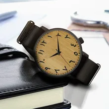 Reloj de cuero para hombre moda popular nueva reloj árabe reloj de madera de bambú reloj de moda Vintage reloj masculino reloj hombre чсы