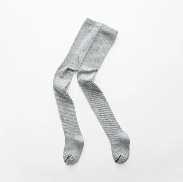 grey Новые детские колготки из альпаки на весну и осень, хлопковые леггинсы в Вертикальную Полоску для девочек - Цвет: grey