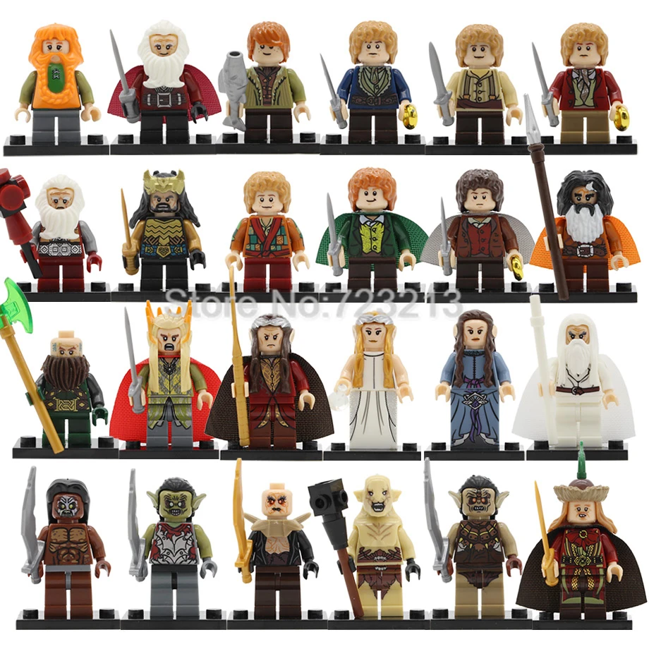 

24pcs Lord of the Rings Figure Set Bilbo Bombur Frodo Gandalf Thranduil Elrond Galadriel Orcs Building Blocks Model Bricks Toy
