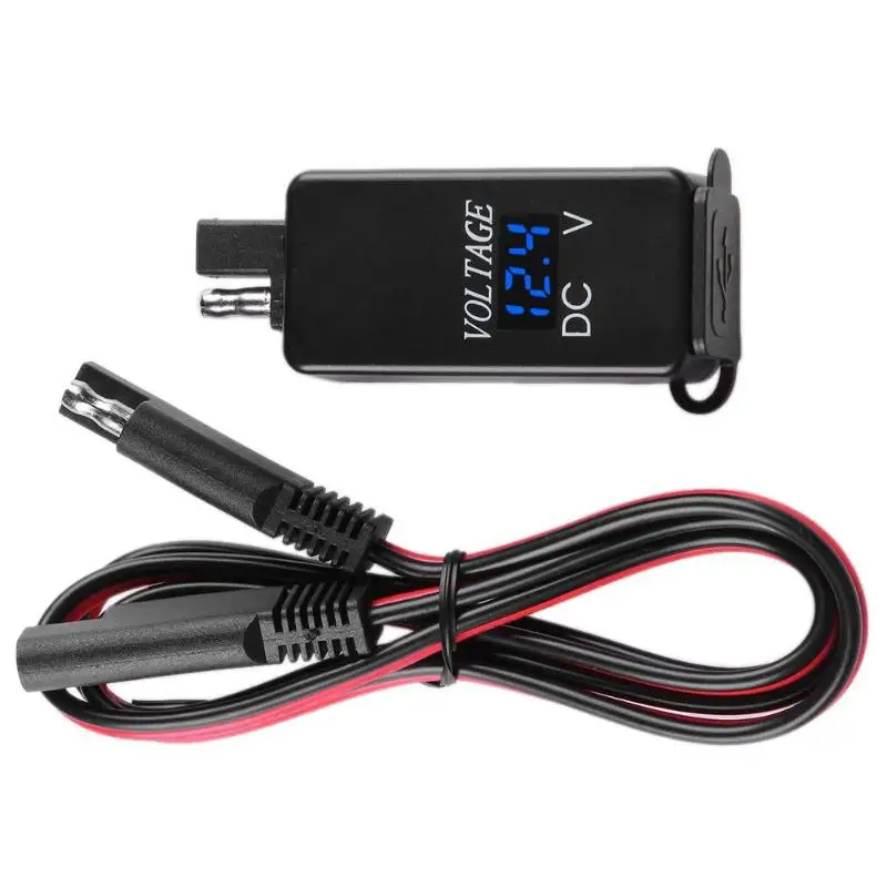 Автомобильное, мотоциклетное, SAE-Dual USB зарядное устройство с вольтметром, водонепроницаемая крышка, адаптер, продуманное производство, долговечное
