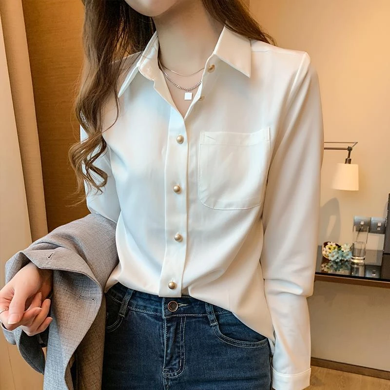 Camisa blanca para mujer, Top de oficina para mujer, blusa de moda coreana para mujer, blusas y camisas elegantes OL para primavera y 2022|Camisa| AliExpress