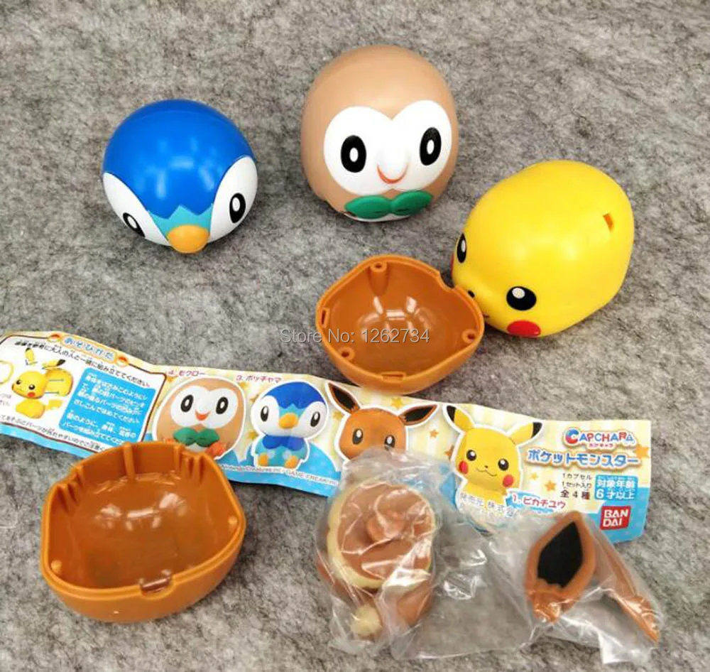 EMS 20/лот 4 шт гашапон Пикачу Eevee Rowlet пиплип 6-9 см фигурка модель игрушки милые подарки для детей