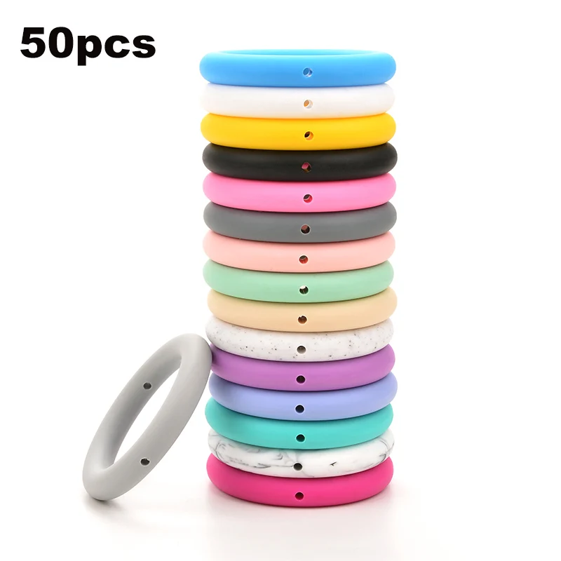50 개 젖니 링 65mm 실리콘 비즈  매력 Teether 목걸이 젖꼭지 만들기 BPA 무료 식품 등급 실리콘 보석