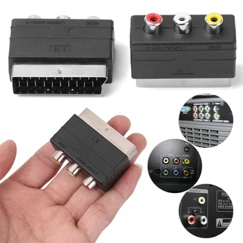 

Scart Male to 3 RCA Female for PS4 21PIN Adapter Input Adapter Cable Connector SCART Plug for WII DVD VCR Connector Accessories