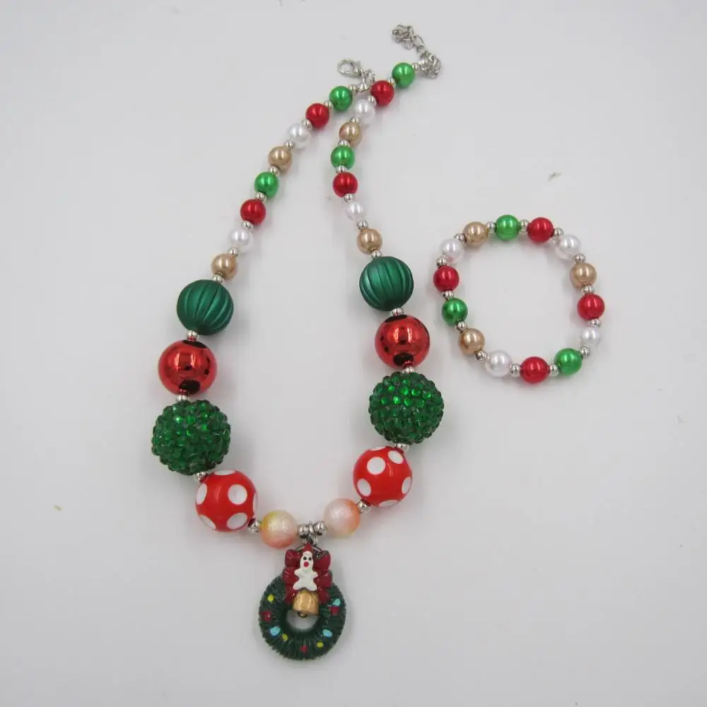 Necklace Bracelet S7 New Model child chunky beads necklaces colorful Toddler Girls Pearl bubblegum necklace Bracelet jewelry set for kids gift 1pcs - Окраска металла: Necklace Bracelet S7