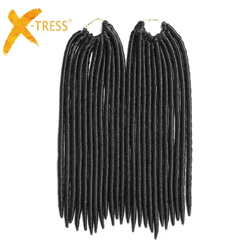 

Synthetic Straight Faux Locs Crochet Braids Hair Extensions 14'' Natural Black Purple Red Color X-TRESS Hair Braiding Dreadlocks