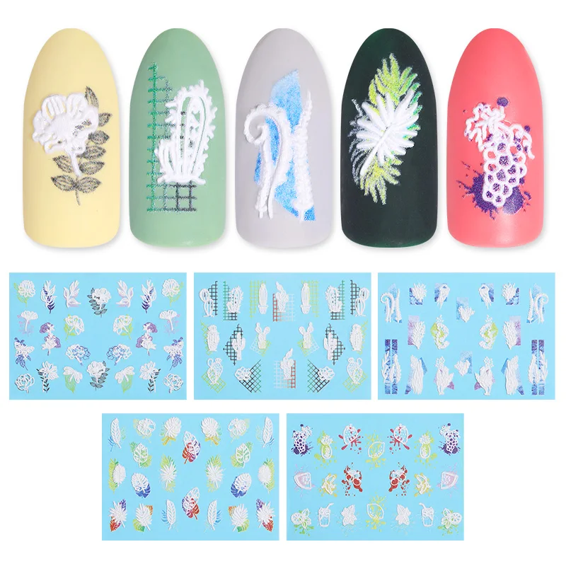 

Nail Water Transfer Decals 3D Nail Stickers Flower Plants Mixed Patterns Nail Art Design Nail Art Decoration DIY For Girls