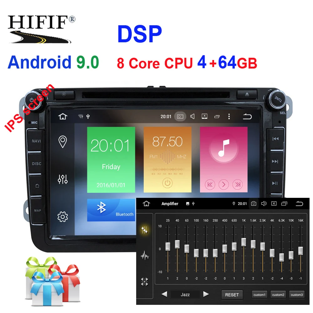 DSP 2 din 8 ''Восьмиядерный Android 9,0 автомобильный dvd-плеер gps для VW Passat CC Polo GOLF 5 6 блок EOS T5 Sharan Jetta Tiguan радио
