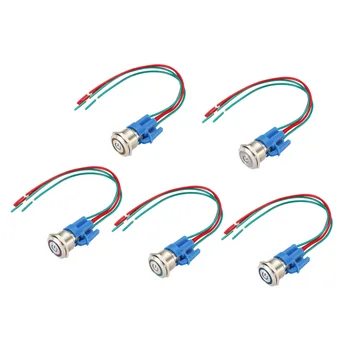 

uxcell Push Button Switch Latching/Momentary Metal 19mm Mounting Hole Diameter 1NO 24V LED Light with Socket Plug Wires