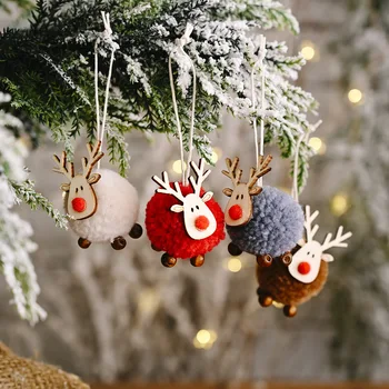

Cute Felt Wooden Elk Christmas Tree Decorations Hanging Pendant Deer Craft Ornament Christmas Decorations for Home New Year 2021