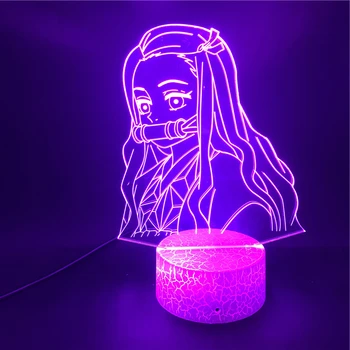 

Smart Phone Control LED Night Light USB Loving Demon Slayer Kamado Nezuko Touch Sensor Kid Present Desk Lamp Bedside Bright Base
