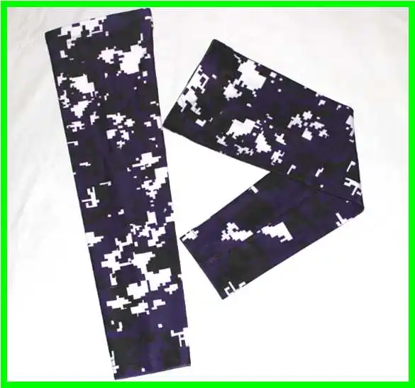 purple black white Розовый черный белый компрессионный спортивный рукав цифровой камуфляж бейсбол футбол баскетбол рукав взрослый Молодежный - Color: purple black white