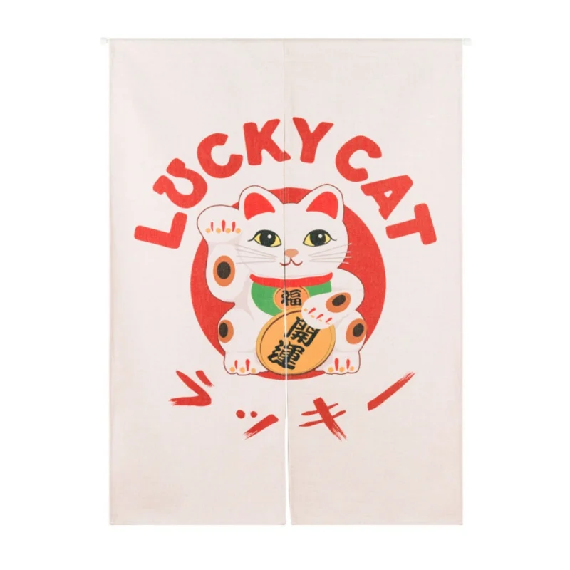 Дизайнерская хлопковая и льняная занавеска в японском стиле с изображением счастливого кота, гобелен для Фортуны, Декор для дома, с изображением кота - Цвет: 2