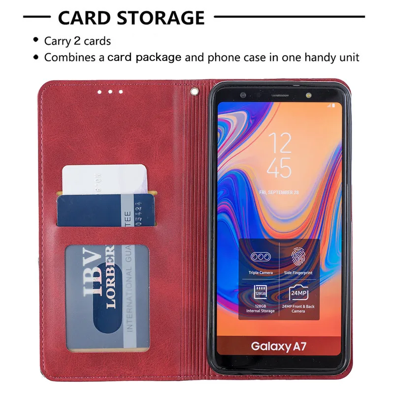 Магнитный кожаный тонкий чехол na для samsung Galaxy A70 A50 A40 A30 A20 A10 A20e A10e A7 Флип Стенд Бизнес чехол для телефона