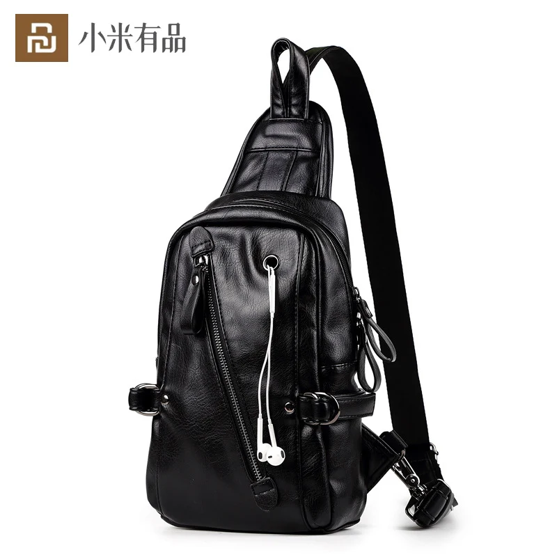 

Chest PU Leater Bag For Men Portable Waterproof Backpack Short Trip Messenger Crossbody Shoulder Bag From Xiaomi Youpin