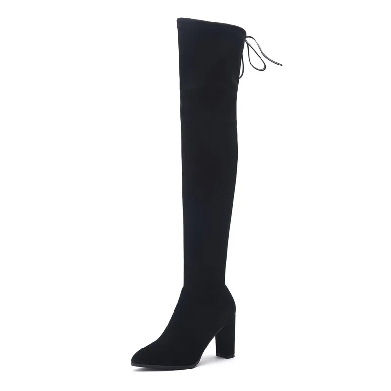 black 1with fur ASUMER/ г. Новые ботфорты женские ботинки из натуральной кожи с острым носком на Молнии Элегантные женские высокие сапоги на высоком каблуке для выпускного вечера - Цвет: black 1with fur