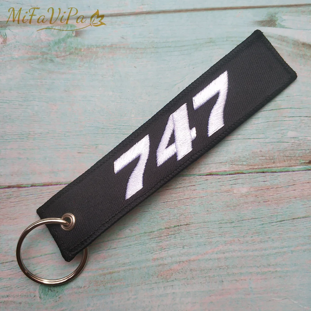 MiFaViPa Black White Boeing 747 Fashion Trinket Keychain Strap Embroidery Aviation Key Chain for Men Gift Luggage Tag Keyrings | Украшения
