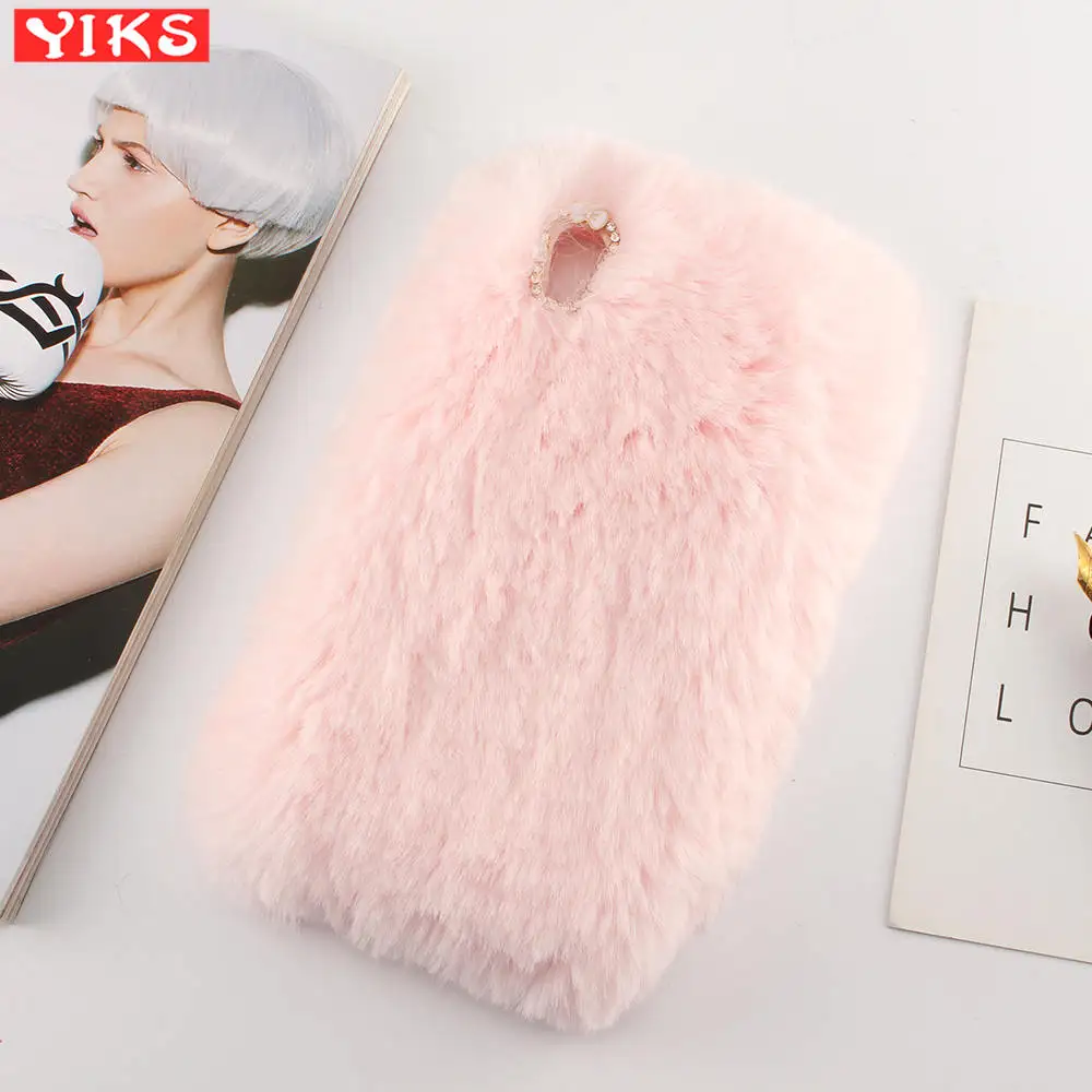 

For Huawei Y5 Prime Y6 Y9 2018 Y6 Y7 Prime 2019 Y5 II Y6 II Case For Honor 8S Luxury Hairy Fur Pink Soft Phone Case Furry Plush
