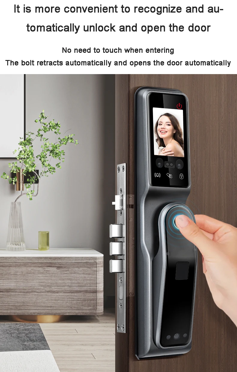 TUYA WIFI Face recognition lock  fingerprint palm print vein magnetic card password to unlock home smart door lock with camera