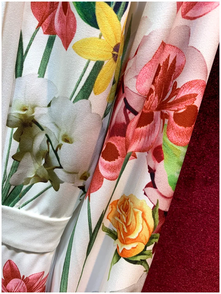 Svoryxiu весна лето Подиум элегантное платье женское фонарь длинный рукав красочный цветочный принт белые вечерние платья Новинка