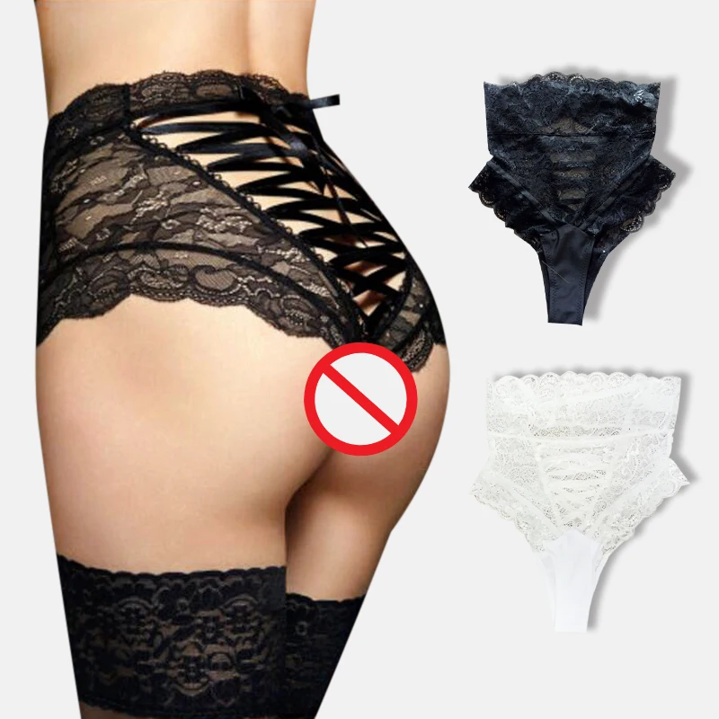 

Sexy Women Panties Women High Waist Lace Thongs G Strings Underwear Ladies Hollow Out Underpants Bandage Lingerie Female