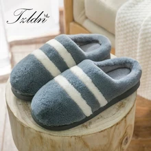 TZLDN/; домашние мужские тапочки; зимние хлопковые теплые тапочки; нескользящая обувь из кораллового флиса в полоску; мягкие основные тапочки для влюбленных