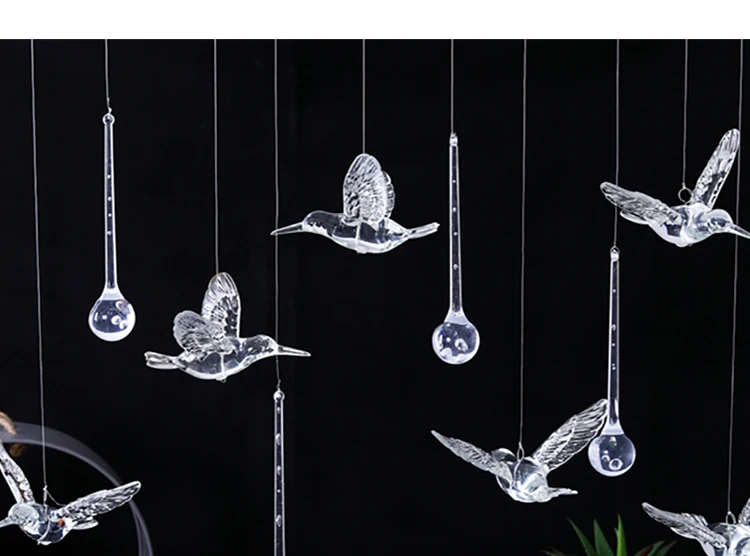 

baby party Wedding Crystal Bird Water Drops Hanging Flying Bird Acrylic Bird Wedding Hanging mall ceiling Decorative Ornaments