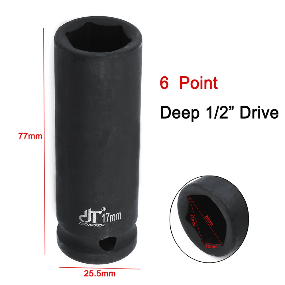 1/" Drive 17 мм Duty Deep Impact Socket 6 Point Hub Axle шпиндельная гайка инструмент Deep Impact Socket - Цвет: 17mm