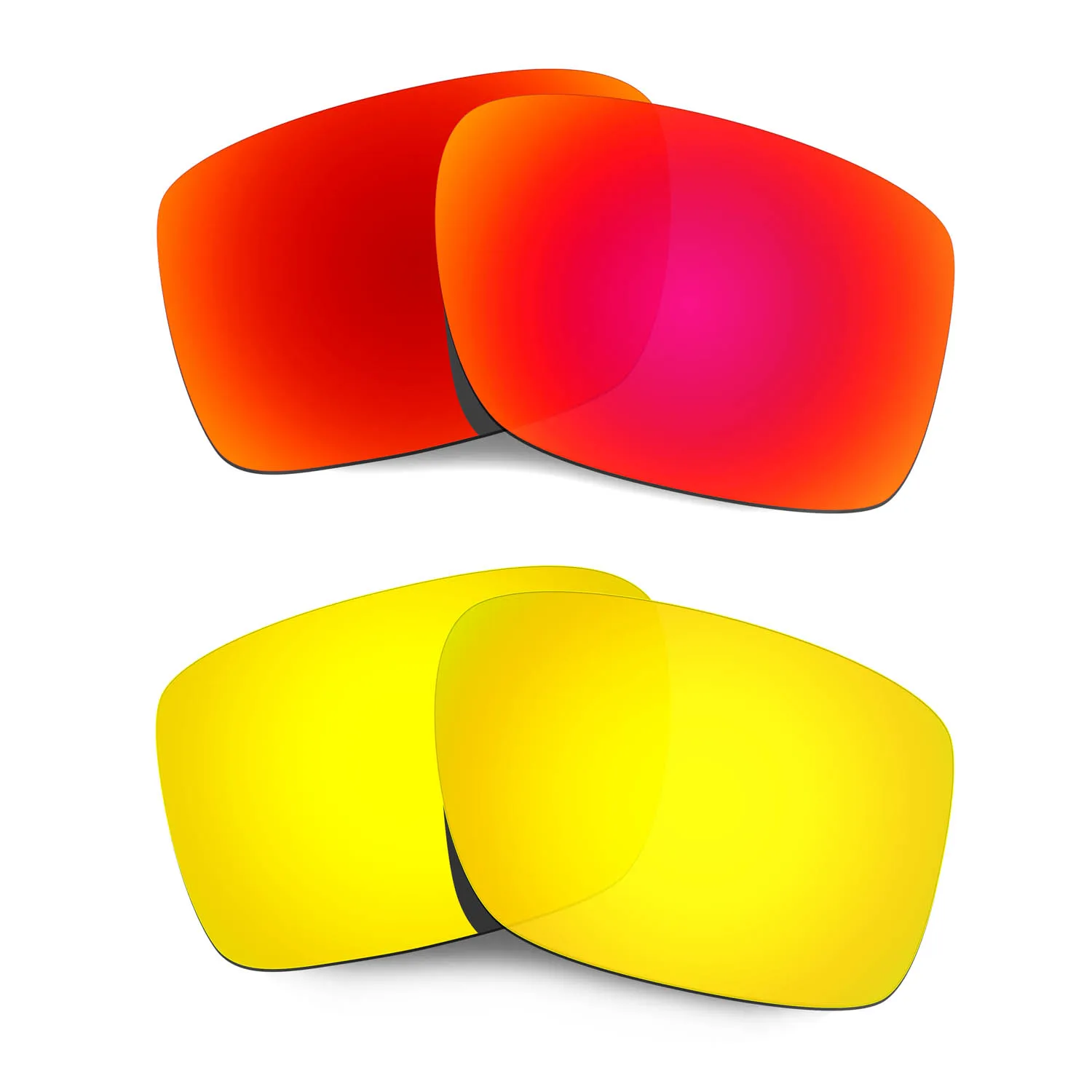 

HKUCO For Double Edge Sunglasses Polarized Replacement Lenses - Red&Gold 2 Pairs
