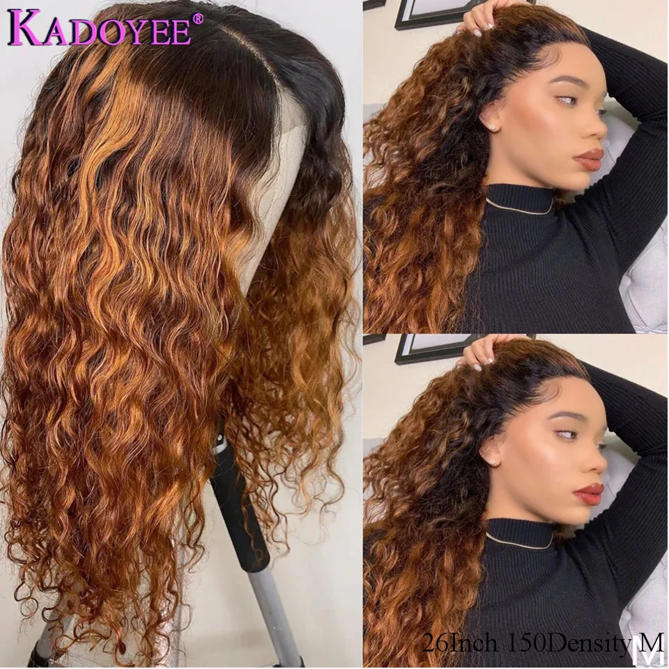 

Ombre Brown Loose Deep Wave Wig Colored Human Hair Wigs for Women 13x4 Lace Front Wig Brazilian Pre-plucked Remy Lace Wig 150%