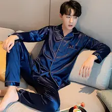 New Pajama Sets for Lovers Silk Nightwear Solid Color Night Suit Men Plus Size 5XL Sleepwear Fashion Satin Homewear Sleep Lounge