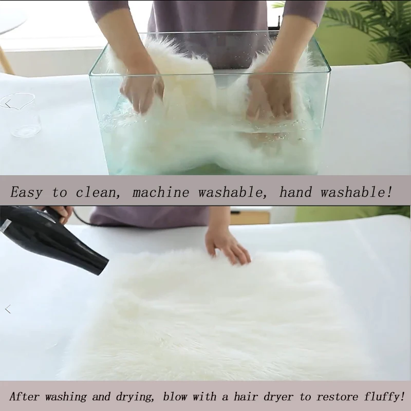 White Plush Rug for Bedroom Soft Faux Fur Carpet living Room Floor Mats Bedside Modern Decoration Thermal Sheepskin Kids Rug