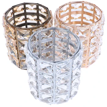

Crystal Jewelry Storage Box pen holder school accessories Makeup Brush Case Tube Eyebrow Pencil Organizer Bead