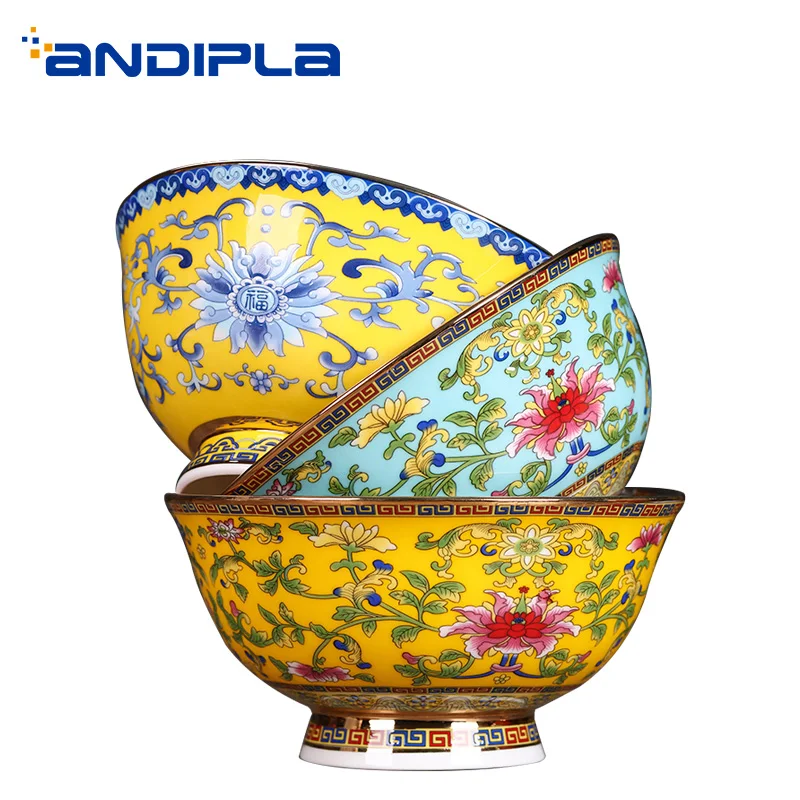 

4.5 Inch Jingdezhen Dinner Bowl Ceramic Bone china Luxurious Pattern Decor Tableware Ramen Bowls Container Kitchen Accessories