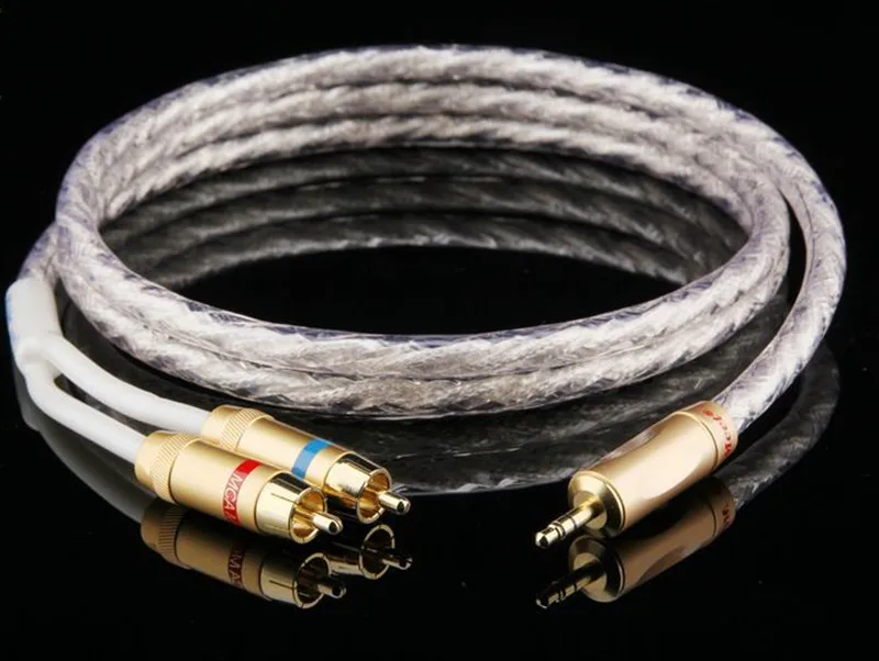 XSSH аудио стерео 3 5 мм до 2 RCA MCA лотоса шнур очередь двойной аудиокабель aux
