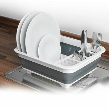 

Tableware Drainer Collapsible Washing Bowl Dish Draining Basket Folding Water Reusable Rack Organizer
