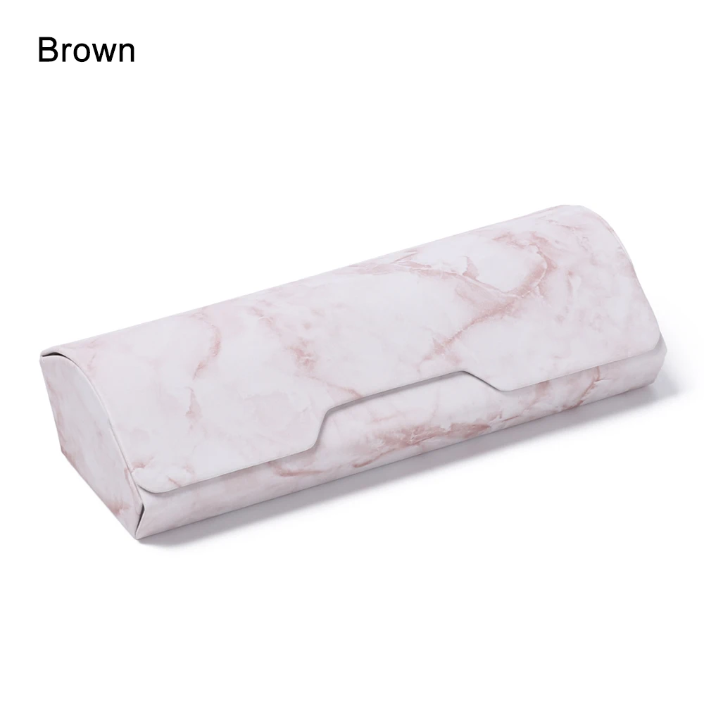 brown 1 шт., новинка, модная женская и мужская портативная коробка для очков, водонепроницаемая полиуретановая коробка для очков с мраморным узором, Чехол для очков с сильным магнитом, коробка для солнцезащитных очков - Цвет: brown